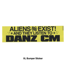 Load image into Gallery viewer, Danz CM - Aliens Exist! Bumper Sticker [11.5&quot; X 3&quot; XL, Yellow]
